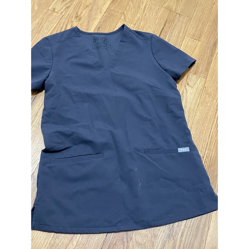 FIGS Casma Scrub Top Women's XXS Graphite Grey V-Neck SS Technical FW1100